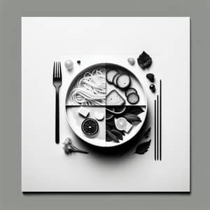 Minimalist Main Dish for Recipe Book | Black & White Art