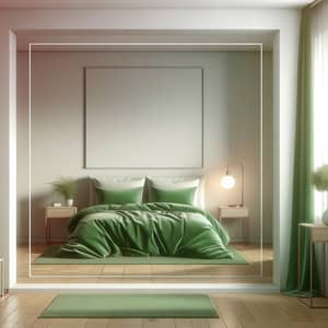 Cozy Minimalistic Hotel Room with Green Bedding