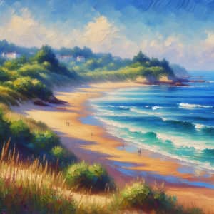 Impressionist Oil Painting of Biarritz Coast