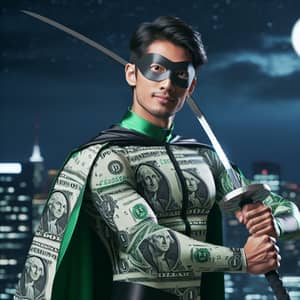 One Dollar Hero: Asian Superhero Fighting Crime with Dollar Bill Powers