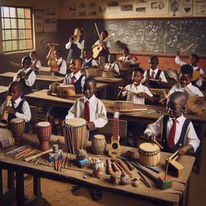 African School Kids Playing DIY Musical Instruments