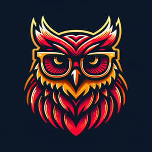 Sleek Owl Artwork in Red & Gold | Graphic Design Inspired