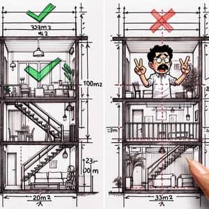 House Cross Section with Mezzanine | Sketch Examples