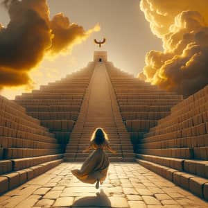 Chaldean Princess Ascending Assyrian Step Ziggurat | Divine Connection