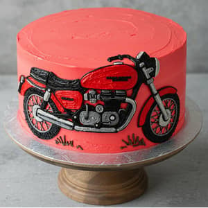 Bullet Bike Themed Red Cake Design