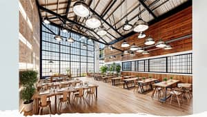 Spacious Industrial Restaurant Interior Design