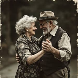 Elegant Senior Couple Dancing in Old Style