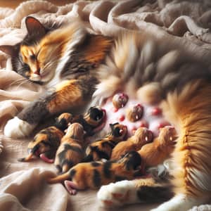 Calico Cat Giving Birth: Heartwarming Newborn Kittens