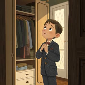 Little Boy Student Getting Ready in Pixar Style