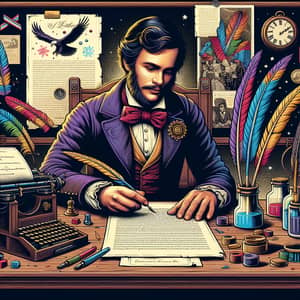 Historical Figure Crafting Revolutionary Novel Illustration