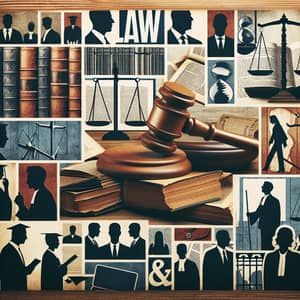 Law & Justice Collage: Lawyers, Books & more