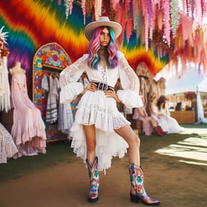 Bohemian Bridal Look at Coachella Festival