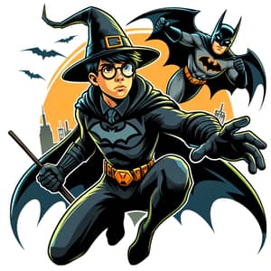 Young Wizard Teenager in Bat-Themed Vigilante Costume