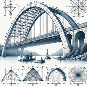 Detailed Arch Bridge Design with Geometric Measurements