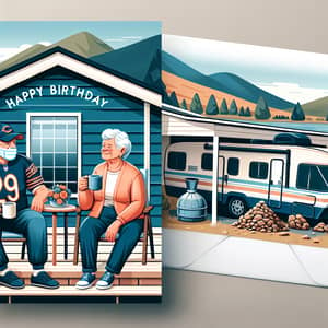 Birthday Card Design: Elderly Couple in Chicago Bears Attire