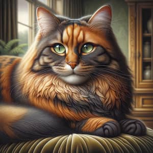 Serene Domestic Feline with Vibrant Emerald-Green Eyes