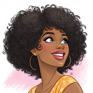 Beautiful Cartoon Illustration of African Lady