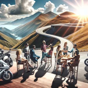 European Landscape with Mountain Roads and Outdoor Bar