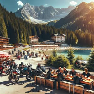 Sunny Day in Europe: Motorcyclists Enjoying Mountain Getaway