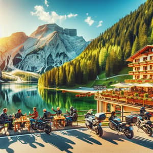 Scenic Mountain Roads in Europe - Motorcycle Riders Enjoying a Break