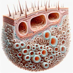 White Skin with Tubes and Blood: Anatomy Micro Visualization