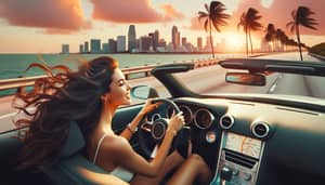 Scenic Miami Convertible Drive: Sunset Bliss