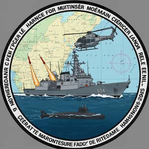 French Frigate Patch Design with Maritime Elements