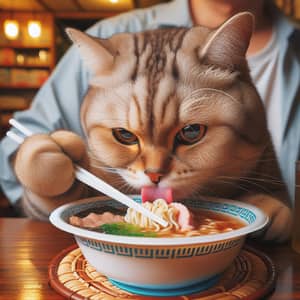 Cat Enjoying Ramen: A Whiskered Delight