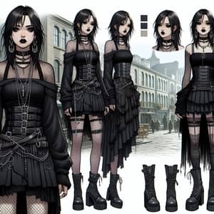 Gothic Style Asian Female in Urban Setting | Artwork Showcase