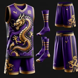 Purple and Gold Dragon Basketball Uniform