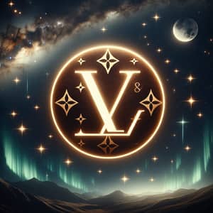 Luxury Fashion Brand Logo in Cosmic Space | LV Monogram Pattern