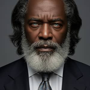 Elegant Older Black Man with White Beard & Gray Eyes