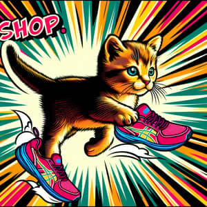 Playful Kitten in Vibrant Pop Art Style