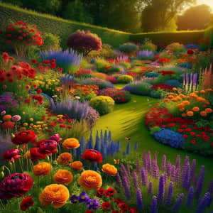 Exquisite Garden with Vibrant Flowers and Butterflies