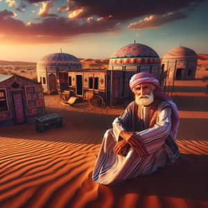 Elderly Man in Desert Tents - Arabian Heritage