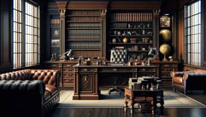 Gangster Boss Office: Dark Wood & Leather Decor