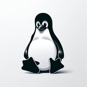 Minimalist Depiction of Linux Mascot Tux