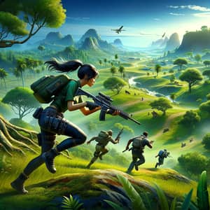 Epic Free Fire Battle Royale Scene: Intense Island Showdown