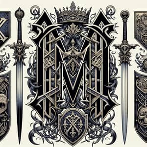 Gothic Style Tattoo - Intricate Letter M Design