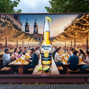 Corona Beer Advertisement in Germany: Lively Biergarten Scene