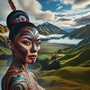 Stunning Maori Goddess in New Zealand - Vibrant Cultural Portrait