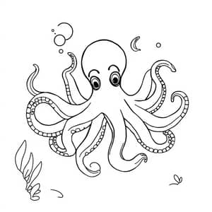 Octopus Coloring Page for Kids - Fun Underwater Art