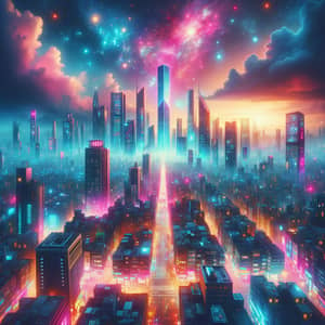 Futuristic Cyberpunk Cityscape | Vibrant Neon Lights & Skyscrapers