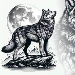 Realistic Wolf Tattoo Template Design