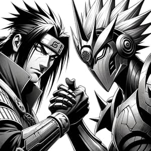 Warrior Duo Itachi and Vegeta - Monochrome Team-Up Art