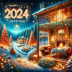 Celebrate New Year 2024 with Magical House and Winter Wonderland Scene