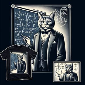 Elegant Math Cat T-Shirt Design