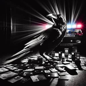 Cryptic Raven on Bank Cards - Film Noir Aesthetic