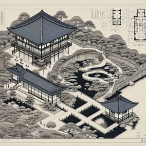 Architectural Section Plan of Sampō-en Garden in Kyoto