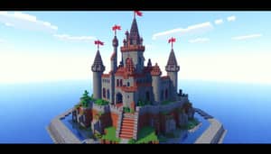 Minecraft Castle with Towers and Moat